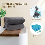 Orighty Bath Towels, Soft Feel Bath Towel, 2 Pack (27'' x 54'') | Highly Absorbent, Quick Drying Microfiber Towels for Body, Sport, Yoga, SPA, Fitness, Bathroom - Grey