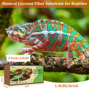 Riare 2 Pack Natural Coconut Fiber Substrate, Coco Coir Reptile Bedding | Coconut Husk Reptile Substrate for Tortoises, Hermit Crabs, Snakes, Bearded Dragon, Geckos, Reptile Enclosure/Terrarium Setup