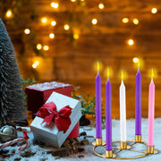 Newtay 1 Pack Christmas Advent Wreath Candle Holder, 5 Candle, Gold | 8.5 Inch Advent Wreath Ring Table Decoration Xmas Metal Ring Table Centerpiece for Holiday Christmas Home Decor