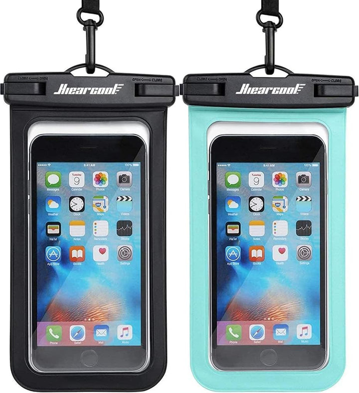 Hiearcool Waterproof Phone Pouch, Waterproof Phone Case, Black&Green 2-Pack | Durable multilayer IPX8 protection; touchscreen access and fit up to 8.9 inches; cruise essentials 2026 for beach and pool