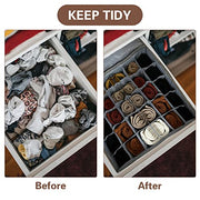 PINGMIC 2-Pack Sock & Tie Organizer with Lid, 30-Cell Foldable Storage Box | Keeps socks, ties, belts, small accessories neatly organized with a foldable, dustproof design and easy-access compartments