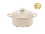 Kook Mini Cocotte, Lids, Handles, Dutch Oven, Set of 4, 12 oz, Ivory | Individual Baking Ramekins, Microwave Dishwasher Safe Stoneware, Small, Bread, Sourdough, Souffle, Casserole