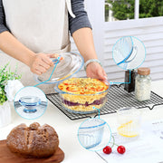 NUTRIUPS 1.6QT Round Glass Casserole Dish with Lid, Borosilicate for Oven | Easy Grab Glass Casserole Cookware with Lid, Ideal for Roasting Chicken, Casseroles, Baked Pasta, Oven to Table Serving
