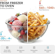 GENICOOK 4Set Nesting Glass Mixing Bowl Set with Airtight Lids BPA Free | Borosilicate Glass Dishwasher, microwave, oven & refrigerator safe,for food prep, mixing, baking and Storage.