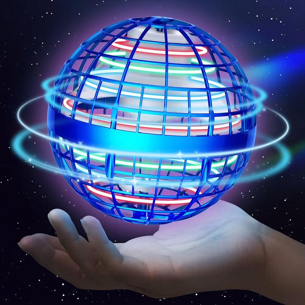 Sosuy Flying Orb Ball Toy Blue 2026, Magic Boomerang Ball Hover Drone | Floating Glowing Fidget Spinner Dazzling Lights, Cool Hover Drone Outdoor, Xmas Gift For Kids Boys Girls Teens Ages 6 7 8 9+