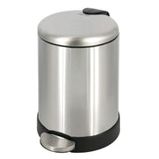 Glad Small Trash Can, 1.2 Gallon | Round Stainless Steel Garbage Bin with Soft Close Lid & Step Foot Pedal | Metal Waste Basket with Removable Inner Bucket, Stainless, 8 x 9.5 x 12 inches