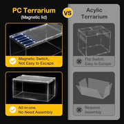 Clioran Reptile PC Tank,Escape Proof Magnetic Lid Tarantula Enclosure Large | Easy Clean Seamless Base Hermit Crab Habitat,Stackable Isopod Terrarium,Cross Ventilation Spider Starter Cage,Frog Container