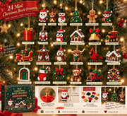 Christmas Advent Calendar, 24-Day Mini Building Block Ornaments Blind Box | 1 Set, 24 Random Designs to Build, Hanging Loops Included, Tree & Garland Decorations, Christmas Countdown Gift
