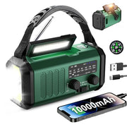 Leaton Hand Crank Emergency Radio, NOAA Weather Radio AM/FM,10000mAh | Solar charging, Rechargeable Battery Powered, USB-C Charger, Flashlight, SOS Alarm, for Camping Survival Emergencies