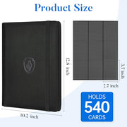 Premium 9 Pocket Card Binder for 540 Card, Fabmaker PU Trading Card Binder | Sturdy Card Collection Album, Side-Loading, Sleek Card Holder Folders for Game Cards & Sports Cards, Black