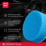 Griot's Garage 3" Blue Applicator Pads for Car Detailing, Foam Sponges for Use with Liquid, Gel, and Cream Dressings, and More, 11249, Set of 3