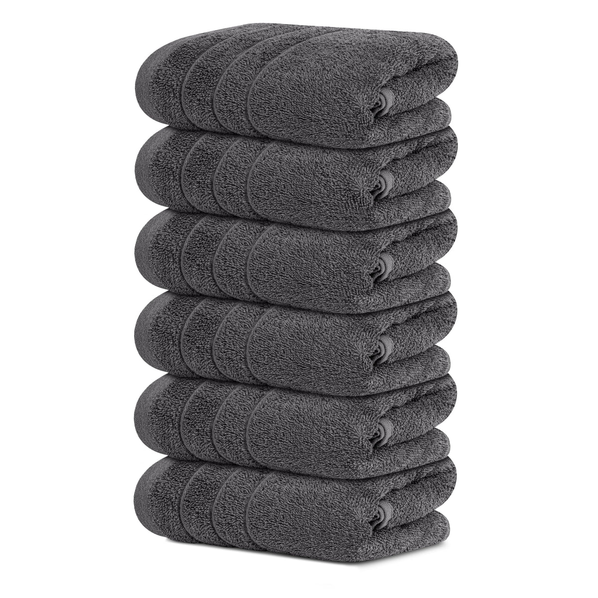 Tens Towels 6 Piece Hand Towels Set 16 x 28 Inches, Dark Grey | 100% Cotton, Lighter Weight, Quick to Dry, 16 x 28 Inches, Super Soft & Absorbent, Perfect for Bathroom & Kitchen
