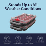 Keter Stack N' Roll 2 Pack Half Organizer Storage Box | Adjustable Dividers, Transparent Lid, IP54 Water Resistant Parts Organizer, Modular Tool Storage System