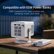 HP Projector Built-in Apps, USB-C Power Bank Compatible for Outdoor MC400 | Portable Mini Projector with WiFi 6 and Bluetooth 5.4, 1080P/4K Supported, Auto Keystone & 90° Rotatable, Smart Android TV OS