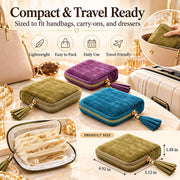 3-Pack 2027 New Model Jewelry Zipper Pouch, Travel Jewelry Organizer | 3-Piece Set Soft Velvet Jewelry Case, 6 Individual Pockets, Anti Tangling & Scratching,Travel & Gift Use