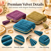 3-Pack 2027 New Model Jewelry Zipper Pouch, Travel Jewelry Organizer | 3-Piece Set Soft Velvet Jewelry Case, 6 Individual Pockets, Anti Tangling & Scratching,Travel & Gift Use