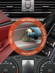 SPTA Car Detail Brush, 2 Piece Small Car Detail Curve Ball Brush Set for Interior Seats Tires & Air Vent Cleaning Soft Dust Remover, Covers Large Area Inside or Outside Vehicles