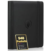 Premium 9 Pocket Card Binder for 540 Card, Fabmaker PU Trading Card Binder | Sturdy Card Collection Album, Side-Loading, Sleek Card Holder Folders for Game Cards & Sports Cards, Black
