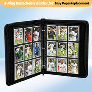 GERMUN 9 Pocket Trading Card Binder,720 Cards, 40 Pages,3 Ring,Double Sided Pockets PU Cover Zipper Collection Album Folder for Standard MTG, TCG, Sports Cards(Black)