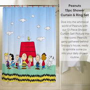 Peanuts 13-Piece Shower Curtain Set, 72 x 72 Inch Fabric Curtain with Hooks, Bathroom Decor, Machine Washable, (100% Officially Licensed Product) by Franco Collectibles