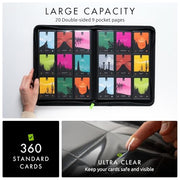 Vault X 9 Pocket Zip Trading Card Binder 360 Cards Exo-Tec (Black) | Holds 360 standard-size TCG cards in 20 side-loading 9-pocket pages. Padded, water-resistant Exo-Tec cover.