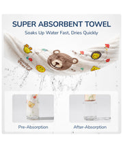 Hooded Kids Bath Towel, 45" x 45" Large Size Beach Towels for Swim Pool | 100% Muslin Cotton Towels, Absorbent Six-Layer Quick Dry Wrap, Age 5-12 Girls Boys(Bear Pattern)