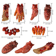 Scary Halloween Decorations, Haunted House Props Decor 6Pcs Fake Body Parts | Hanging Severed Hands, Creepy Bloody Carnival Vampire Zombie Party, 6pcs Fake Body Parts, 16pcs Weapon Cutouts Banner