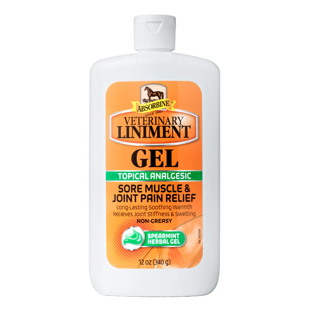 Absorbine Veterinary Liniment Gel, 12 oz Bottle | Gel Format, Menthol Scent, Topical Rub Easy to Use, Fast Relief, Sore Muscles & Arthritis, Pre & Post Workout, Warm Sensation