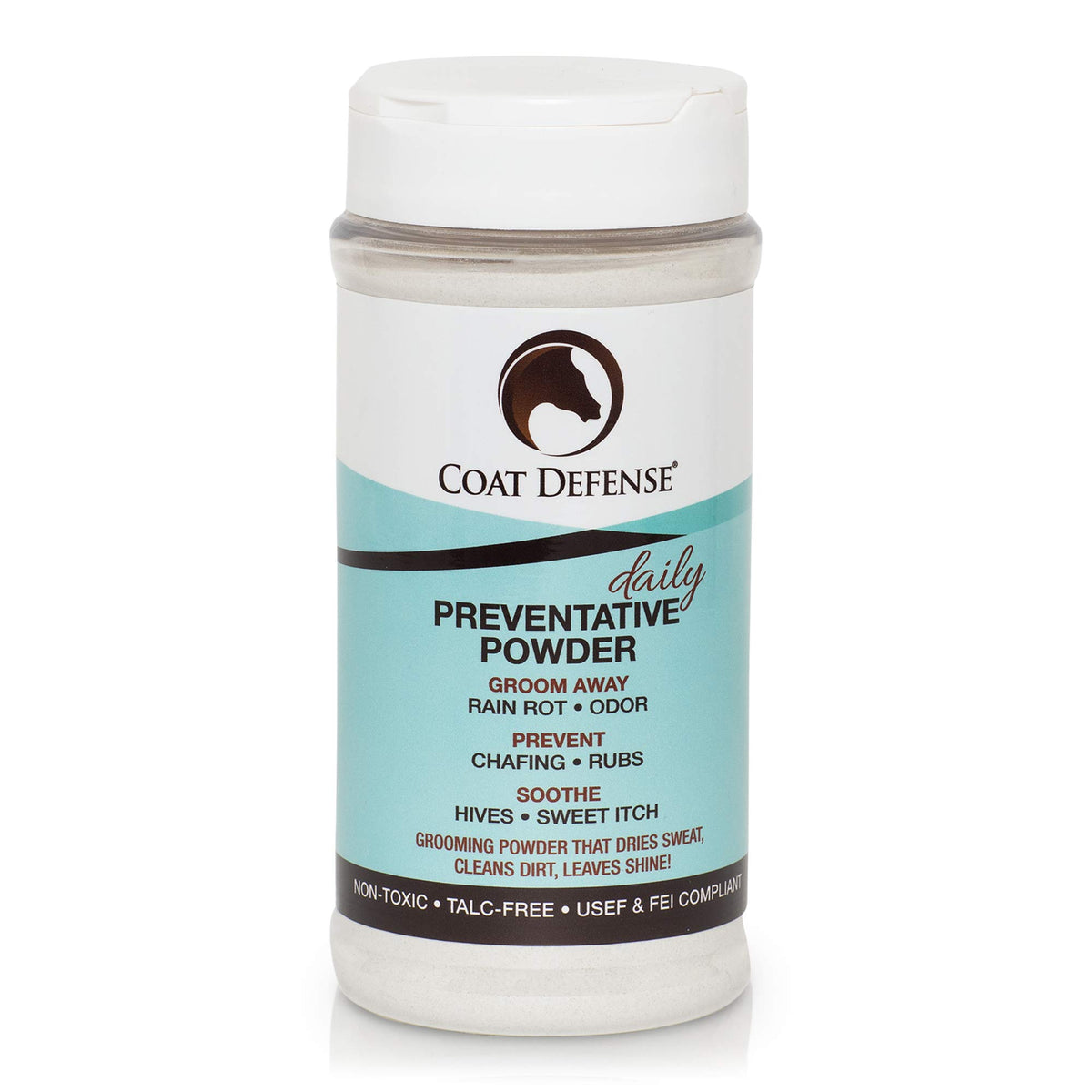 COAT DEFENSE Daily Preventative Powder & Rain Rot Treatment for Horses | Safe & Effective Equine Sweet Itch, Skin Funk, Scratches | Dry Horse Shampoo, 16 oz. | All Natural Ingredients