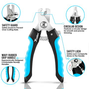 Candure Pet Nail Clippers Professional Trimmer, Blue, Large to Medium Pets | Suitable for puppies, cats, rabbits, and guinea pigs. Safety Guard to Prevent Over-Cutting Toenails and Includes a Nail File