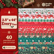 Christmas Jelly Roll Fabric for Quilting, 40 Precut 2.5" x 44" 100% Cotton Fabric Strips | Holiday Quilting Fabric Bundle for Sewing, Christmas Quilt Projects & DIY Crafts (Mistletoe Lane)