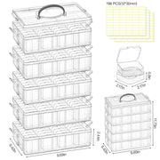DILIBRA Bead Organizer Box, 5-Tier Stackable 140 Pcs Craft Storage Boxes | Portable Plastic Cases with Lids, Mini Bead Storage Containers for Jewelry Making Bracelets DIY Diamonds Nail Art Charms