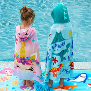 Joiedomi Unicorn Hooded Towels for Kids Soft 100% Cotton Kids Beach Towel 30" x 50" for 3-8 Years Boy Girl Beach Hooded Poncho Absorbent Pool Toddler Swim Bath Wrap