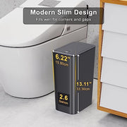 N. NETDOT 3 Pack 10 Liter Small Trash Can with lid, 2.6 Gallon,Garbage Can Slim Trash Bin Waste Basket for Bathroom,Kitchen,Bedroom,Living Room,Office,Laundry - Black