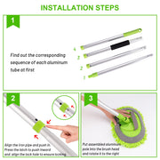 Ordenado 62" Car Wash Brush kit with Long Handle & Scratch-Free Refill Head | Chenille Microfiber Car Wash Mop Mitt, Car Washing Stick, Car Clean Brush Kit, Car Cleaning Supplies for RV Truck Boat, Green