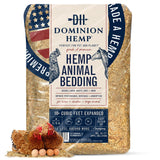 Dominion Hemp Premium Hemp Bedding for Chicken Coops 285L - 30lbs, 1-Pack | Ultra-absorbent USA hemp bedding for chicken coops and small pets, low dust, reduces odor, and keeps habitats clean and dry.