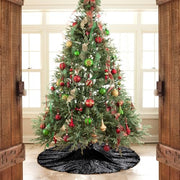 Poise3EHome Black Christmas Tree Skirt, 36 Inch Sequin Tree Skirt | Christmas Halloween New Year Tree Base Decor for Living Rooms Entryways Offices and Covered Patios