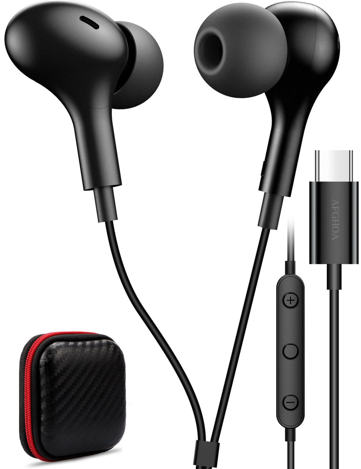 USB C Headphone for Samsung S26 S25 FE S24 A16 A17 Z Wired Earbuds Magnetic | in-Ear Type C Earphone with Microphone Volume Control Bass Stereo Noise Canceling for iPhone 18 Pro Max 17 16 16e 15 Pixel 11