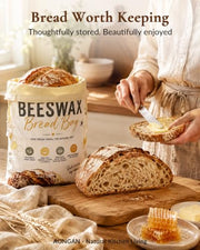 Aongan Beeswax Bread Bag for Sourdough & Artisan Bread Storage, Reusable | Natural Materials,17 × 13 in Large, Fits Homemade Bread, Breathable Storage, Sustainable Living,Reusable