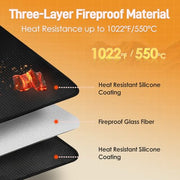 Amerbro 2 PCS Heat Resistant Mats for Countertop Air Fryer, 18x15in, Black | 1022 ℉ Fireproof mat, air fryer accessories for ninja, cosori, waterproof hot pads for kitchen toaster, oven, coffee maker