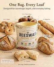 Aongan Beeswax Bread Bag for Sourdough & Artisan Bread Storage, Reusable | Natural Materials,17 × 13 in Large, Fits Homemade Bread, Breathable Storage, Sustainable Living,Reusable