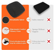 kingphenix Memory Foam Car Seat Cushion for Driver and Office Chair Comfort | 1.2-Inch-Thick Memory Foam Seat Pad, Soft, Breathable Fabric, Non-Slip Silicone Bottom for Long Drives and Office Use, Black