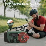 WVL 7400mWh Emergency Weather Radio, Portable Solar Hand Crank Radio AM/FM/NOAA, with 3 Mode Flashlight & Reading Lamp, Cell Phone Charger and SOS Siren(Navy Green)