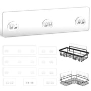 9 Pack Shower Caddy Adhesive Replacement, Strong Waterproof Transparent Adhesive Strips, No Drilling Shower Shelf Adhesive Hooks for Bathroom Shelves, Corner Basket, Soap Holder & Kitchen Racks