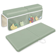 JJGoo Bath Kneeler with Elbow Rest Pad Set, 1.5 inch Kneeling Pad Mat for Bathtub Baby Bathing Parents, Painless Foam Mat with Toy Organizer Pockets, Non-Slip for Baby and Toddler Bathing