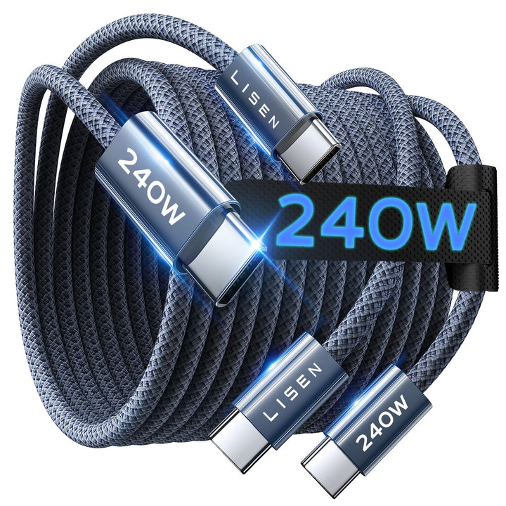 LISEN USB C to USB C Cable, 240W Fast Charging Type C Charger Cord (6.6FT) | 2-Pack | iPhone 18 Pro Max Charger Fast Charging Cord for iPhone 18 17 16 Pro Max Duo iPad MacBook Air Pro Samsung Galaxy S26