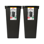 Glad Open Top Plastic Trash Cans | 12 Gallon, Black | 2 Pack