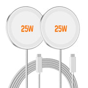 MagSafe 25W Wireless Charger for Apple Magnetic Fast Charging Pad | Compatible for iPhone Duo 18 17 17e 16 16e 15 14 13 12 Pro Max - AirPods-Slim Portable for Travel Bedside - 2 Pack, White