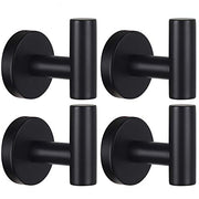 Homagic Towel Hooks Bathroom Coat Robe Wall Hook Heavy Duty Door Hanger Towel Robe Clothes Cabinet Closet Sponges Rack for Bathroom Bedroom Kitchen Hotel Pool 4 Packs Black(Drilling Installation)