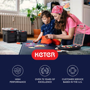 Keter Stack N' Roll 2 Pack Half Organizer Storage Box | Adjustable Dividers, Transparent Lid, IP54 Water Resistant Parts Organizer, Modular Tool Storage System